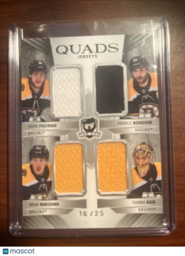 2020-21 Upper Deck The Cup David Pastrnak Patrice Bergeron Tuukka Rask Brad Marchand #C4-BRMP Jersey