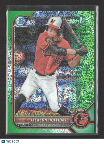 2022 Bowman Chrome Draft Jackson Holliday #BDC-168 Green Speckle Refractor /99