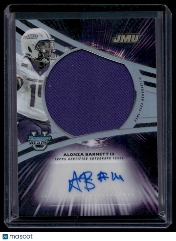 2025 Topps Bowman University's Best Alonza Barnett III #JRA-AB Autograph Relic Jumbo Bowman