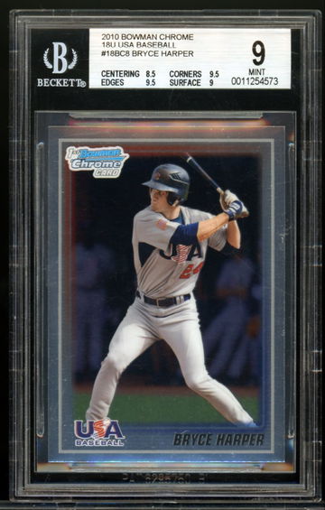 2010 Bowman Chrome 18U USA Baseball Bryce Haper BGS 9 Mint