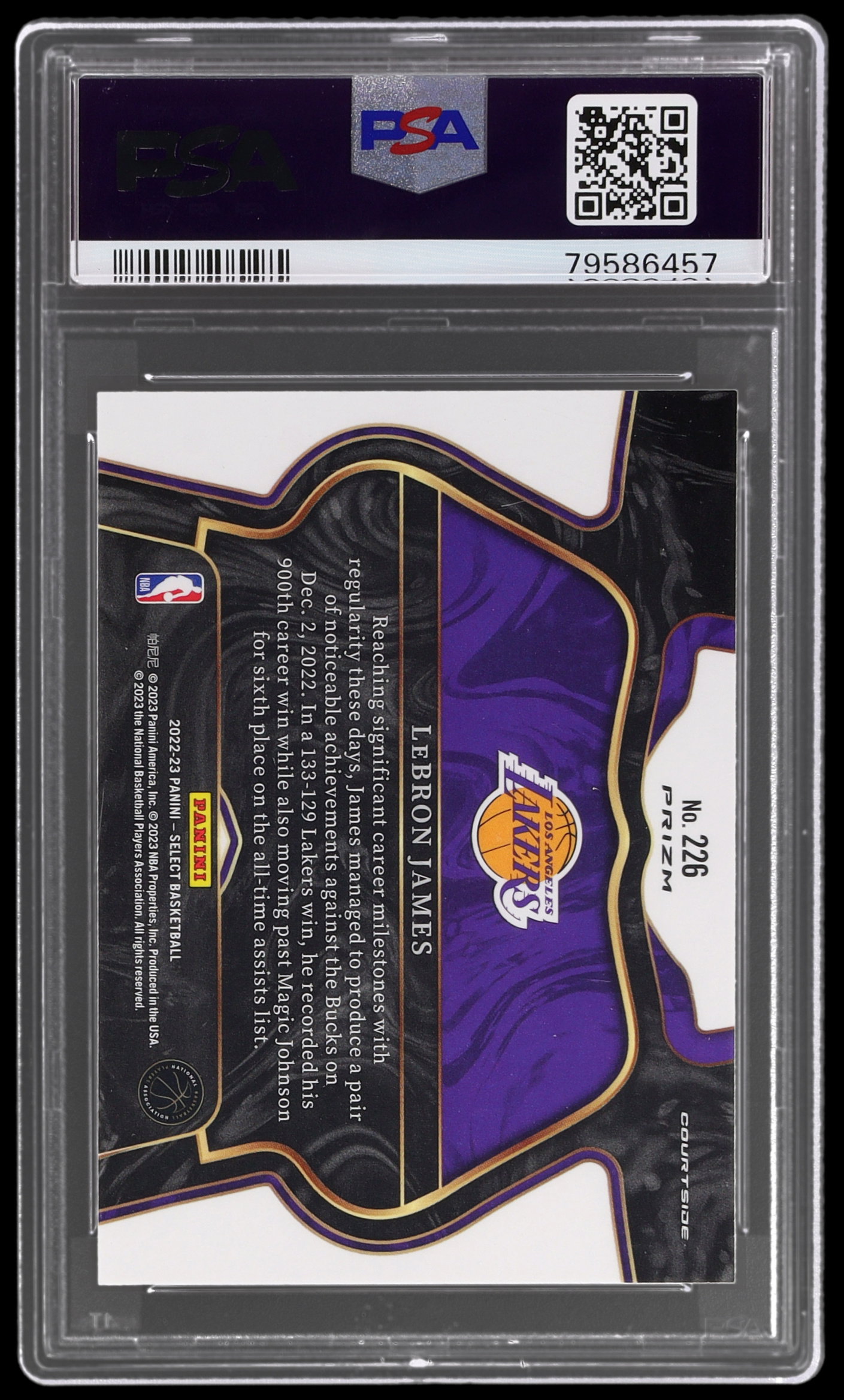 2022 Panini Select Lebron James Courtside Zebra PSA 10 | MySlabs