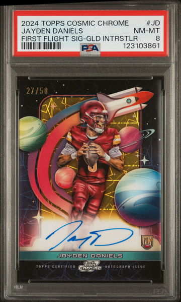 2024 Topps Chrome #JD Jayden Daniels First Flight Signatures /50 PSA 8