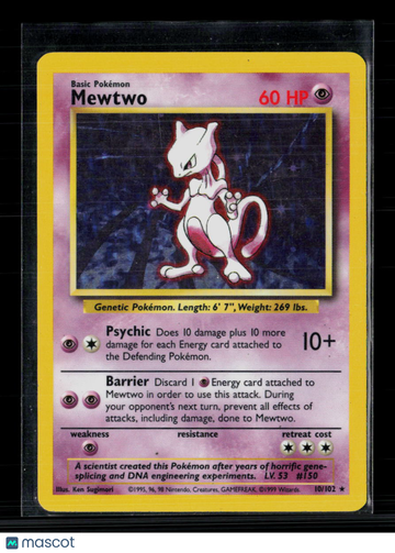 1999 Base Set Mewtwo Holo Rare #10/102