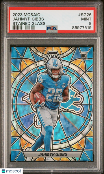 2023 Panini Mosaic Stained Glass Jahmyr Gibbs #SG26 PSA 9