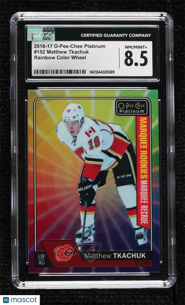 2016-17 O-Pee-Chee Platinum Matthew Tkachuk #152 Rainbow Color Wheel Parallel/Variety Rookie CGC 8.5