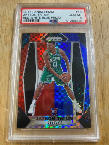 2017 PRIZM JAYSON TATUM PSA 10 #16 RED WHITE BLUE RWB RC