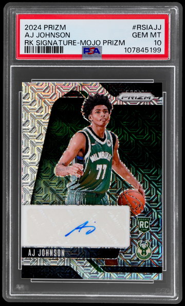 2024 Panini Prizm Aj Johnson Rookie Signature Mojo Prizm PSA 10