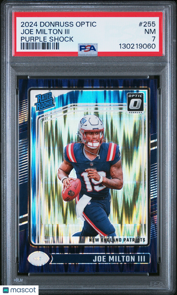 2024 Panini Donruss Optic Joe Milton Iii #255 Purple Shock PSA 7 New England Patriots