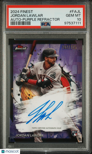2024 Topps Finest Finest Autographs Jordan Lawlar #FAJL Auto Purple Refractor /125 PSA 10