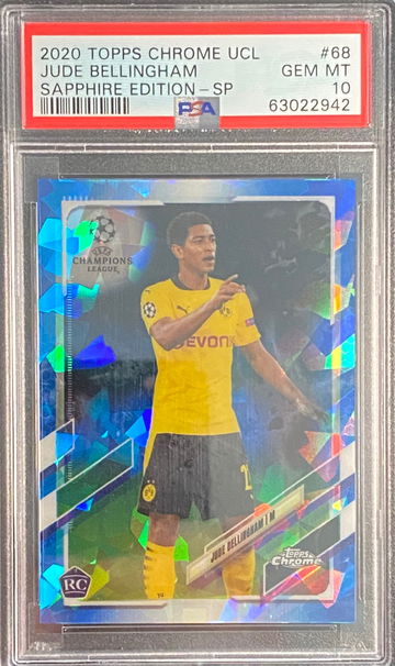 2020 Topps Chrome Sapphire UCL Jude Bellingham SP Rookie RC Dortmund PSA 10