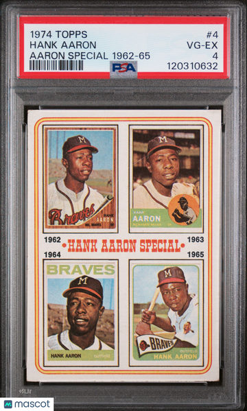 1974 Topps Hank Aaron #4 Aaron Special 1962 65 PSA 4