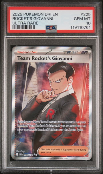 2025 Pokemon Scarlet and Violet Destined Rivals Ultra Rare Team Rocket's Giovanni #225 PSA 10