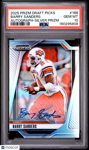 2025 Panini Prizm Draft Picks Barry Sanders #188 Autograph Silver PSA 10