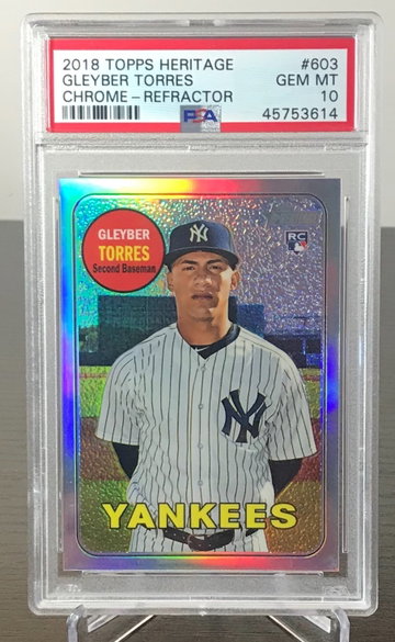 Gleyber Torres 2018 Topps Heritage Refractor /569 PSA 10