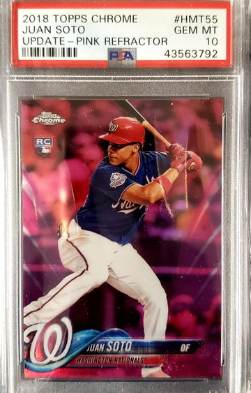 2018 Topps Chrome Update Juan Soto PSA 10 GEM MINT PINK REFRACTOR #HMT55 RC