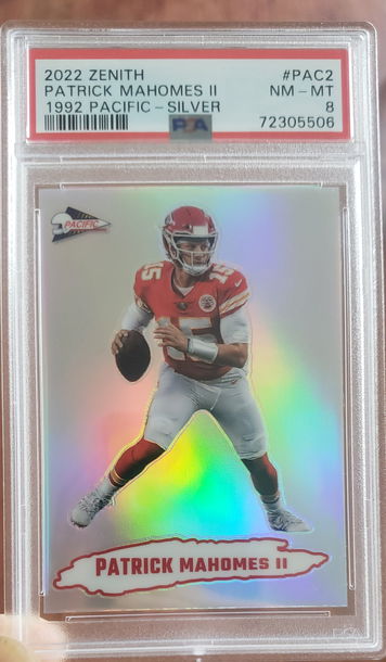 Patrick Mahomes 2022 Zenith 1992 Pacific Silver PSA 8