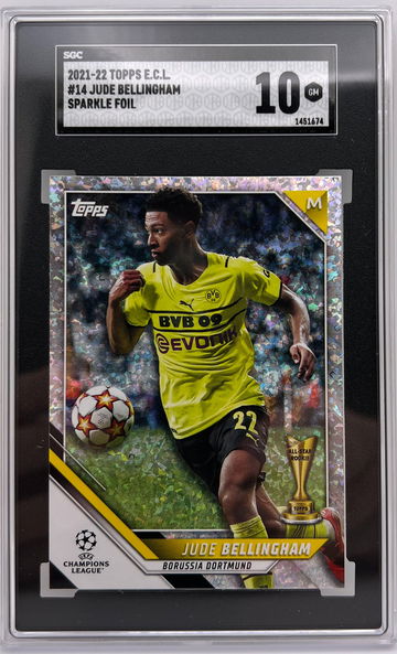2021-22 Topps Champions League Jude Bellingham Sparkle Foil SGC 10 Rookie