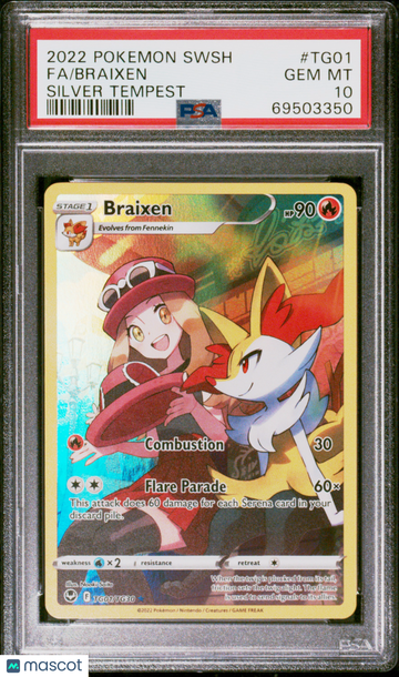 2022 Pokemon Sword & Shield Silver Tempest Braixen Fa Silver Tempest PSA 10 #TG01