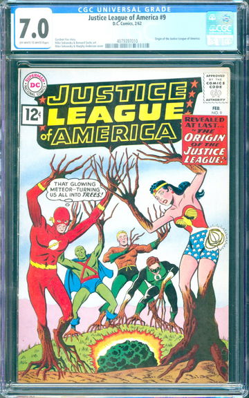 Justice League of America #9 (1962) CGC 7.0 -- O/w to white; Origin of the JLA