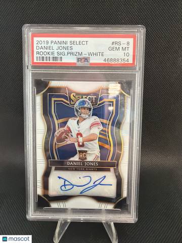 2019 Panini Select Rookie Signatures Prizm Daniel Jones White of 15 PSA 10