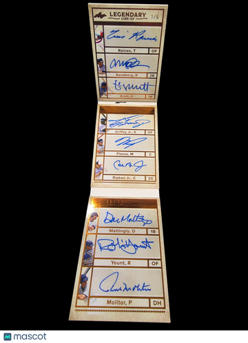 2017 Legendary — The Finest 8 (Multi-Auto Booklet) Tim Raines Cal Ripken Jr. Dale Murphy Mike Piazza Ryne Sandberg Robin