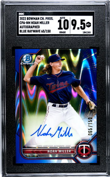 2022 Bowman Chrome Noah Miller CPA-NM Auto Raywave Blue
