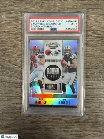 2018 Panini Contenders Optic Round Numbers S. Darnold B. Mayfield #RNAMD PSA 9