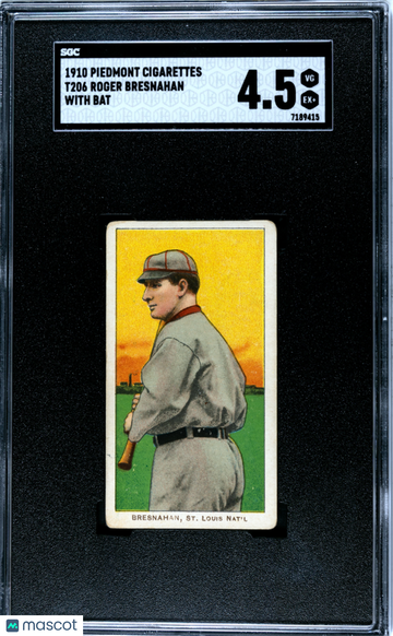 1910 Piedmont Cigarettes (T206) Roger Bresnahan With Bat SGC 4.5