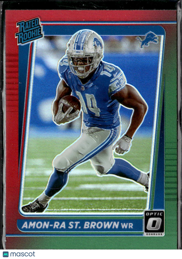 Amon-Ra St. Brown 2021 Panini Donruss Optic Prizm Red Green Detroit Lions
