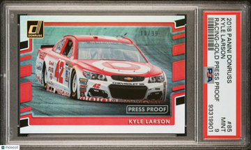 2018 Donruss Kyle Larson #85 Press Proof Parallel/Variety PSA 9
