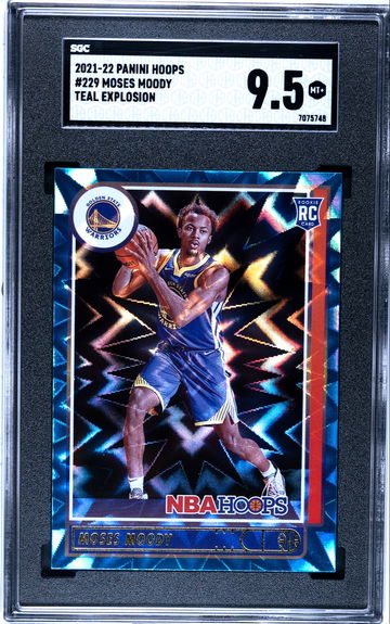 2021-22 Panini NBA Hoops Moses Moody Teal Explosion Rookie RC SGC 9.5