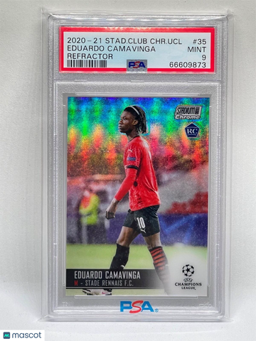 2020 Stadium Club Chrome UEFA Champions League Eduardo Camavinga #35 Refractor PSA 9