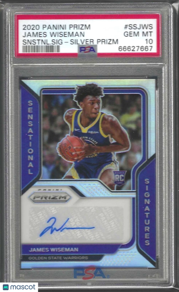 2020 Panini Prizm Sensational Signatures James Wiseman #SSJWS Snstnl. SIG Silver PSA 10