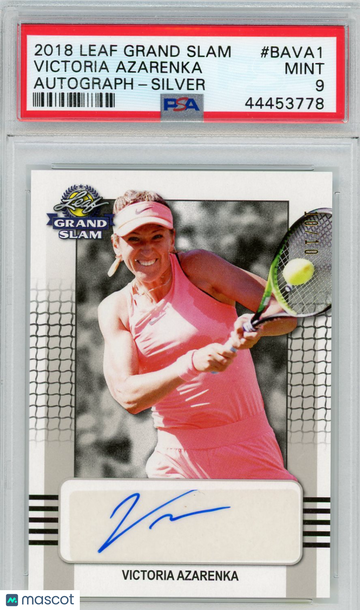 2018 Leaf Grand Slam Tennis Victoria Azarenka #BAVA1 Autograph Silver PSA 9
