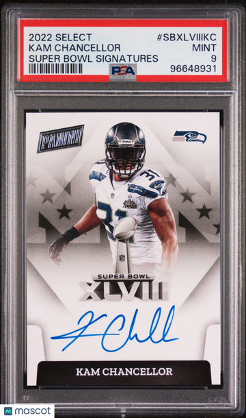 2022 Panini Select Super Bowl Signatures Kam Chancellor #SBXLVIIIKC PSA 9