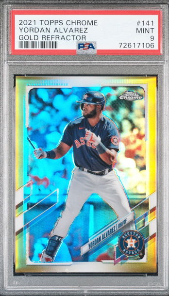 2021 Topps Chrome Gold Parallel Yordan Alvarez 28/50 PSA 9