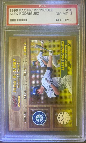1998 Pacific Invincible Alex Rodriguez PSA 8