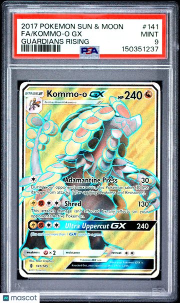 2017 Pokemon Sun & Moon Guardians Rising Kommo-O GX Guardians Rising Fa PSA 9 #141