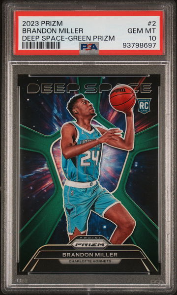 2023 PANINI PRIZM BRANDON MILLER DEEP SPACE GREEN PRIZM #2 RC ROOKIE PSA 10