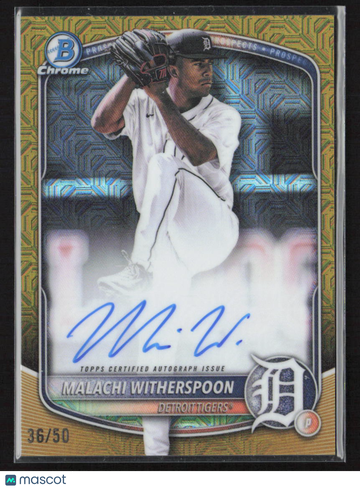 2025 Topps Bowman Chrome Gold Mojo Refractor 36/50 Auto Malachi Witherspoon Tigers #BMA-MWI