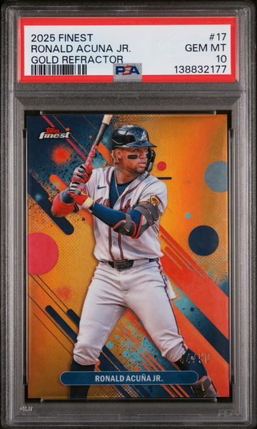 2025 Topps Finest Gold Refractor Ronald Acuna Jr. #17 /50 PSA 10