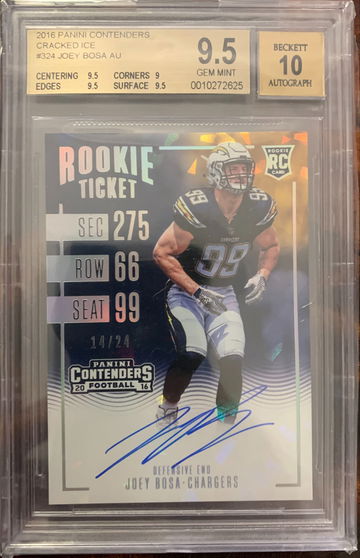 2016 Contenders Cracked Ice Joey Bosa ROOKIE RC AUTO 14/24 BGS 9.5/10