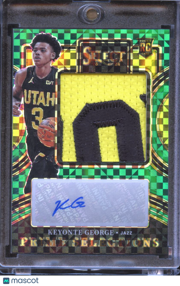 Keyonte George 2024 Panini Select Prizm Prime Selections Patch RC Auto Green Checkerboard Utah Jazz