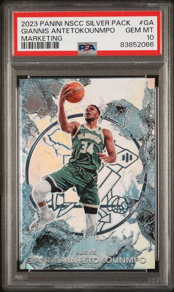 2023 PANINI NSCC SILVER GIANNIS ANTETOKOUNMPO SSP #/25 MARKETING #GA PSA 10
