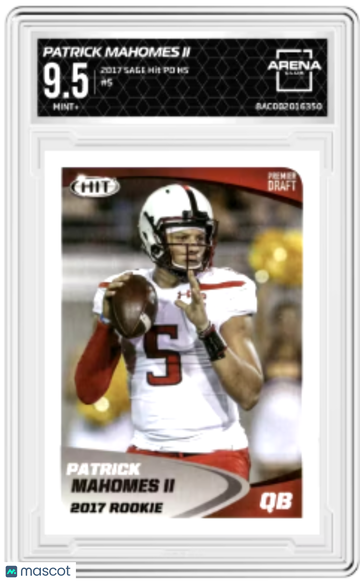 Graded 2017 Sage Hit Premier Draft Patrick Mahomes II #5 Arena Club 9.5