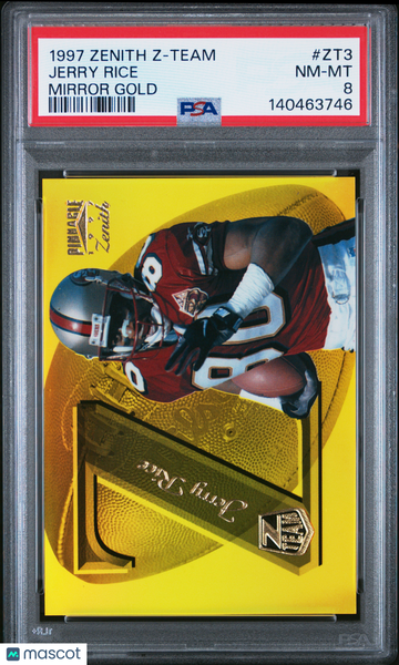 1997 Zenith Z-Team Jerry Rice Mirror Gold PSA 8