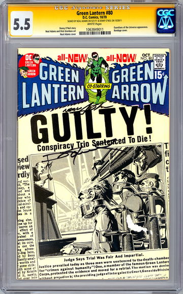 GREEN LANTERN #80 CGC-SS 5.5 SIG ORIG ARTIST/WRITER NEAL ADAMS DENNY O’NEIL 1970