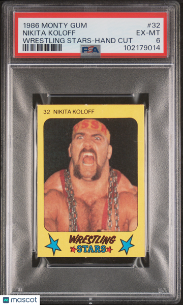 1986 Monty Gum Wrestling Stars-Hand Cut Nikita Koloff #32 32 Rookie PSA 6