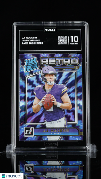 2024 Donruss Rated Rookie Retro J.J. McCarthy #2 Rookie Insert TAG 10