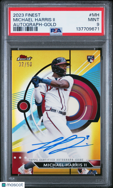 2023 Topps Finest Finest Autographs Michael Harris II #MH Gold /50 PSA 9